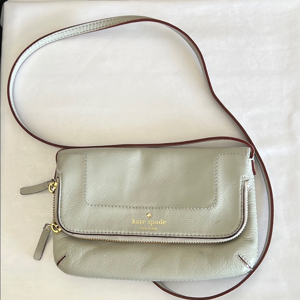 Kate Spade Gray Leather Crossbody Bag EUC
